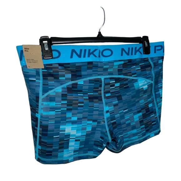 Nike Pro 3" Graphic Printed Mid Rise Training Shorts Tight Fit, Blue XXL - Picture 4 of 8